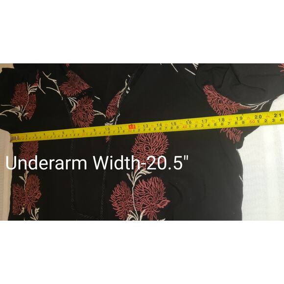 Daniel Rainn Top Blouse Womens LARGE BOHO Intricate Floral Embroidery Black - Picture 14 of 16